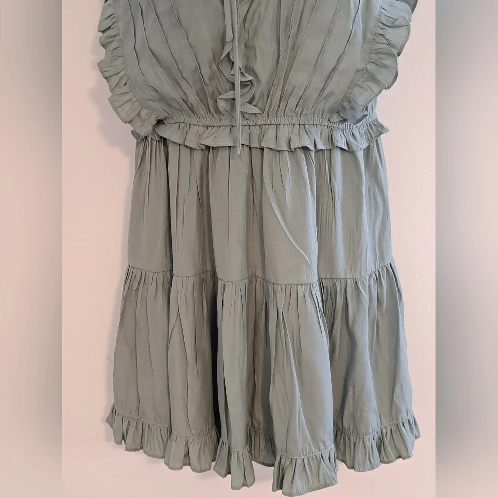 Mustard Seed Sage Lined Ruffle Mini Dress Misses Size Medium(8 - 10) - Picture 5 of 9